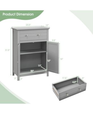 2-Door Freestanding Bathroom Cabinet with Drawer and Adjustable Shelf