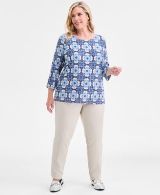 Plus Size Printed Jacquard Top, Macy's Exclusive