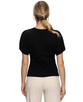Women's Cotton Shirred-Waist Dolman T-Shirt 