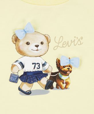 Baby Girls Bear Graphic Top and Wide-Leg Jeans, 2 Piece Set