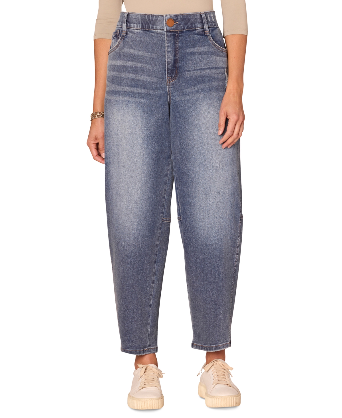 Democracy Women's High-rise Ab-solution Barrel-leg Jeans In Black