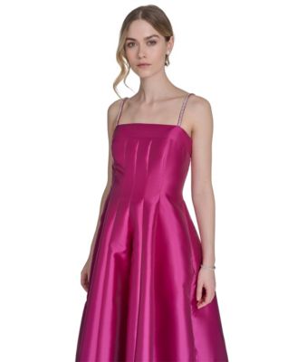 Women's Solid Color Square-Neck Sleeveless Midi Dress