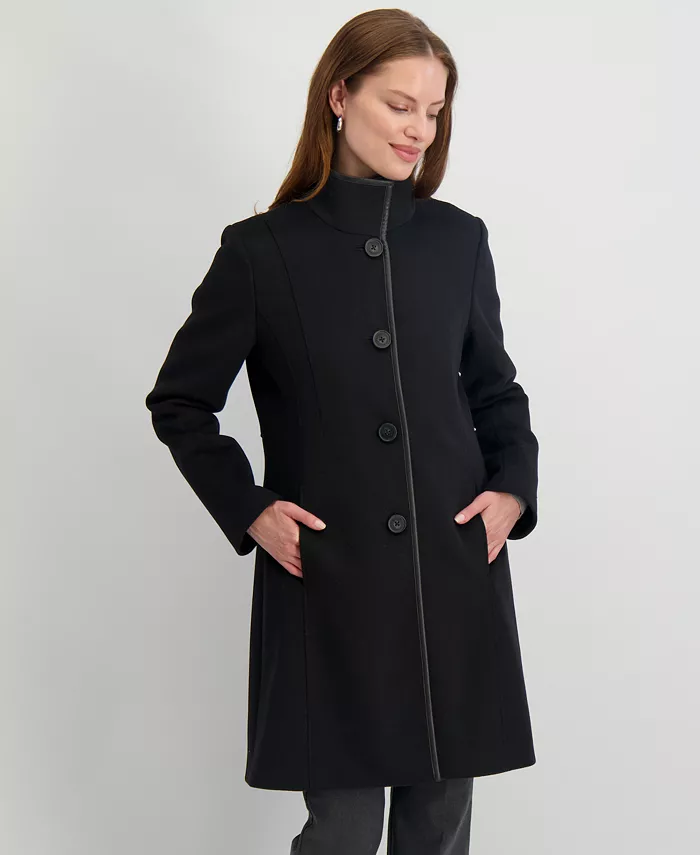Women's Stand-Collar Button-Front Coat - thumbnail 4