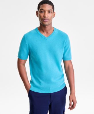 Club Room - Men's Regular-Fit Textured Cashmere V-Neck Sweater T-Shirt