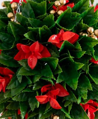 15" UV Resistant Artificial Tip Photinia Christmas Hanging Ball Indoor and Outdoor