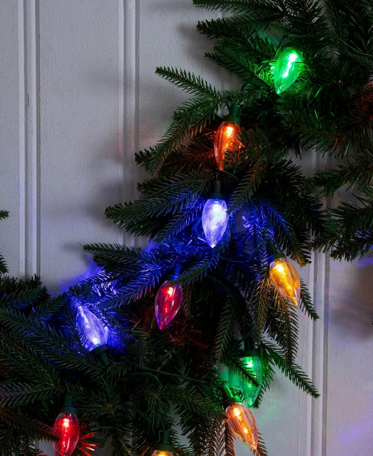 Nearly Natural 6" Pre-Lit Artificial Luxembourg Pine Christmas Garland Bulb Led Lights