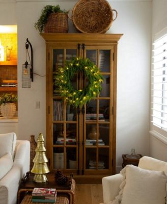 24" Pre-Lit Artificial Touch Norfolk Island Pine Wreath LED Lights and Natural Look