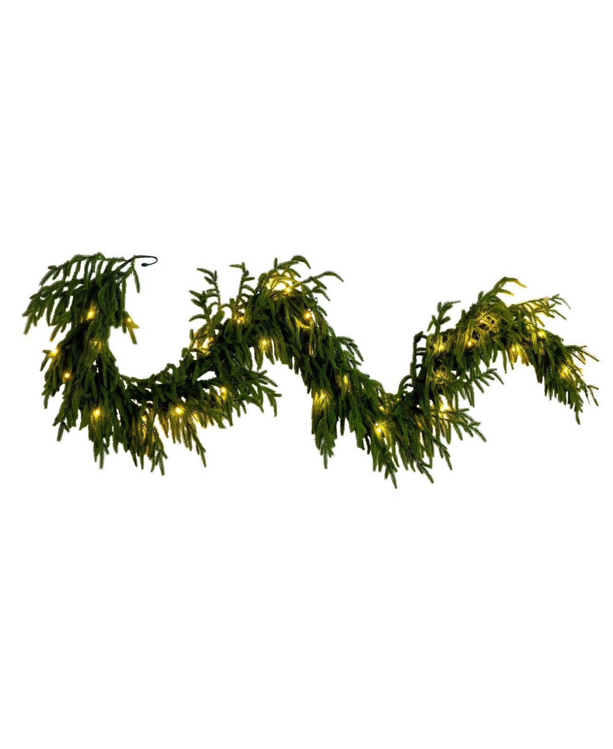 Nearly Natural 6" Pre-lit Artificial Touch Norfolk Island Pine Garland Led Lights In Green
