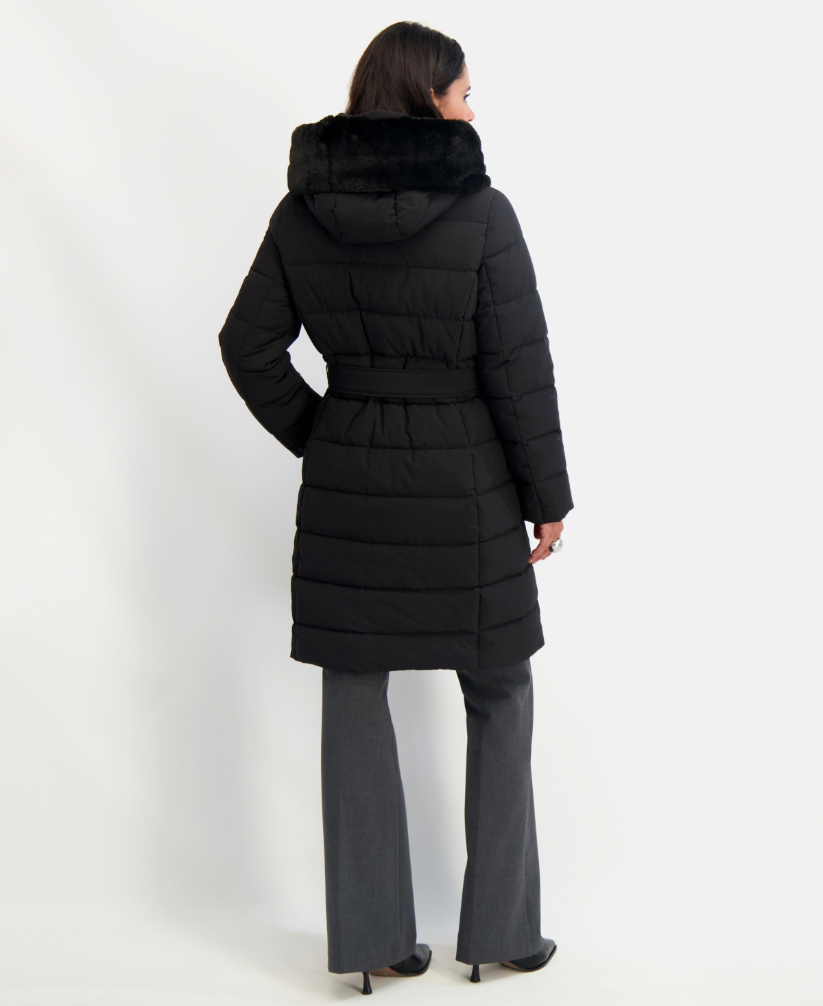 Tahari Puffer Coat In Black