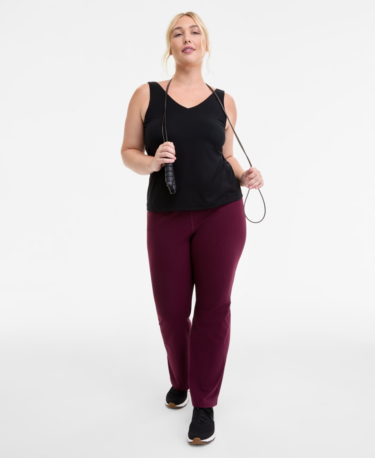 Id Ideology Plus Size Studio V-neck Tank Top, Macy's Exclusive In Black