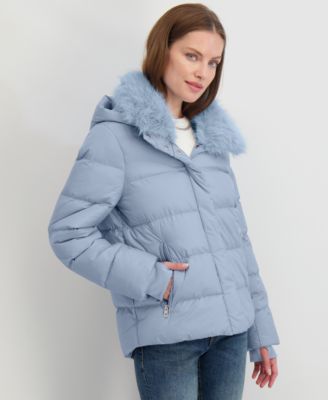 Women's Faux-Fur-Collar Hooded Puffer Coat