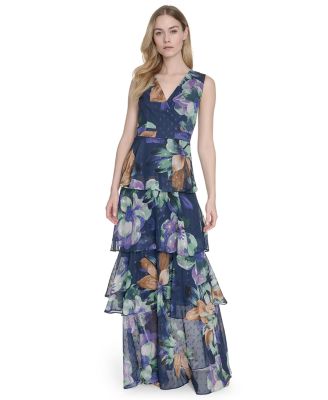 Eliza J - Women's Printed V-Neck Sleeveless Gown