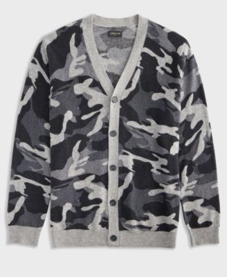 Men's 100% Cashmere Camo-Print V-Neck Cardigan, Macy's Exclusive