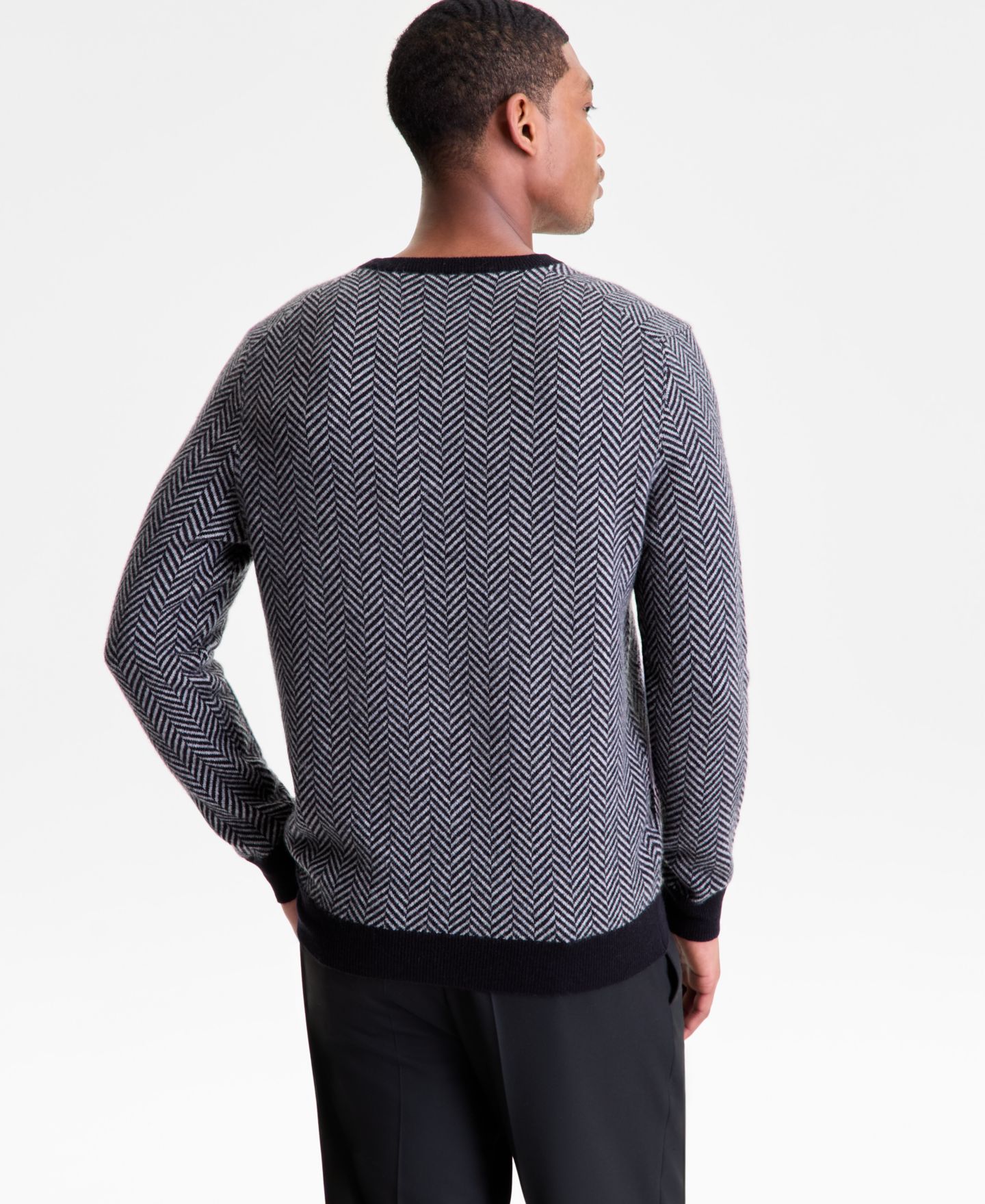 Мужской свитер Club Room Regular-Fit Herringbone 100% Cashmere, цвет: Чёрный — фото 4