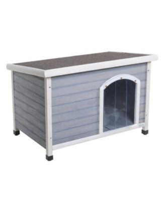 Medium Wooden Dog House Waterproof Elevated Grey