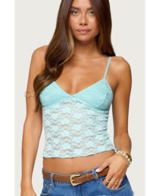 Edikted Women's Eira Sheer Lace Tank Top - Macy's
