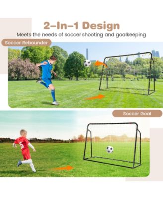 2-in-1 Kids Soccer Rebounder and Soccer Goal with Adjustable Height
