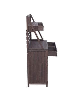 Fir Wood Potting Bench with Storage