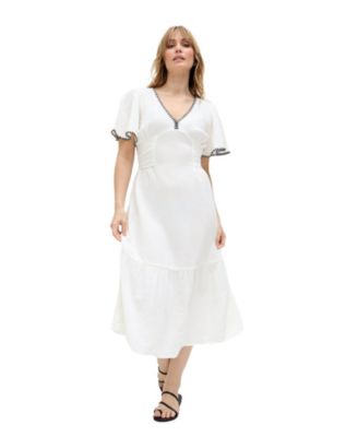 Women's Delilah V-Neck Front Tie Midi Dress