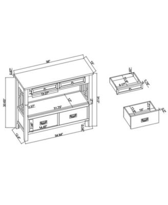 CASAINC 36" Cabinet Pine Wood Console Table with 4 Drawers & 1 Storage Shelf
