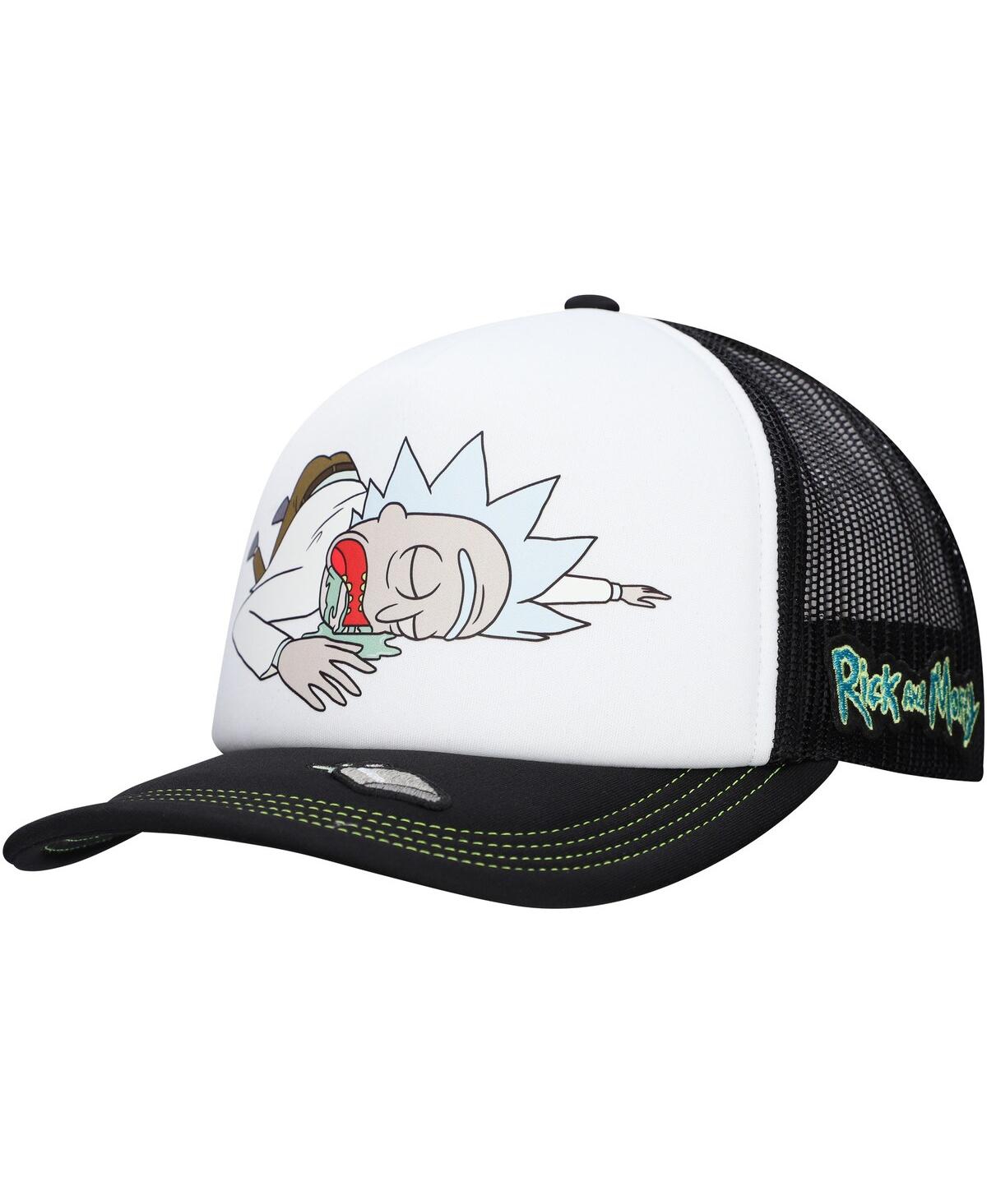 Men's and Women's White/Black Rick and Morty Graphic Foam Trucker Adjustable Hat - White, Black