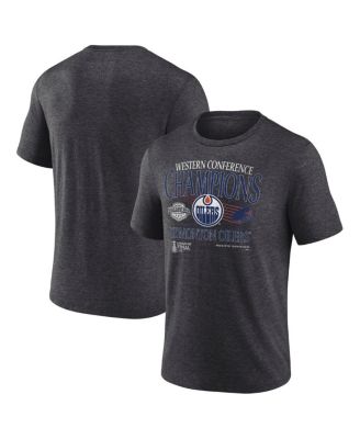 Fanatics - Men's&nbsp;Heather Charcoal Edmonton Oilers 2025 Western Conference Champions Old School Tri-Blend T-Shirt