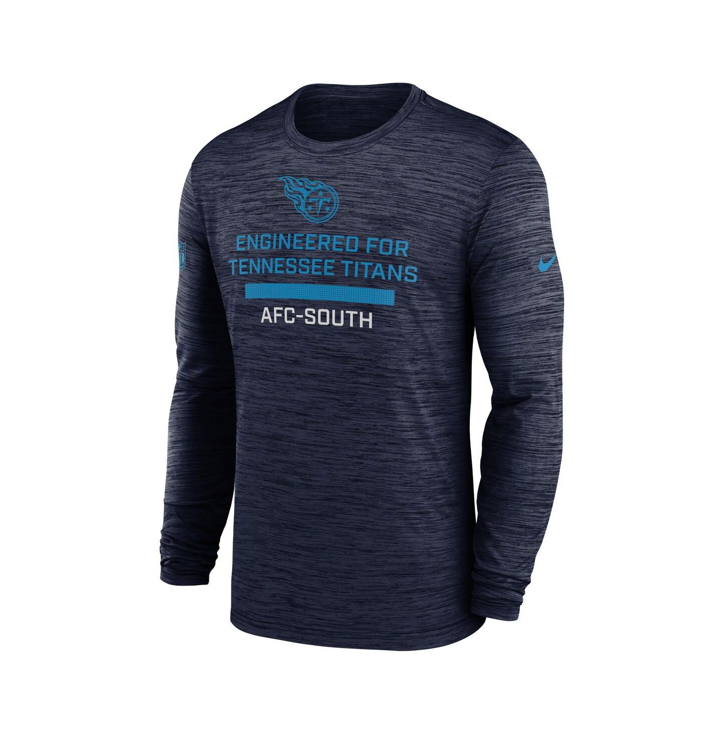 Мужская футболка Nike Navy Tennessee Titans Sideline Velocity Performance Long Sleeve — фото 3
