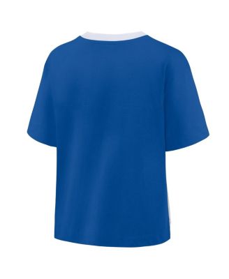 Women's Royal/Graphite Los Angeles Dodgers Oversized Race to Win V-Neck T-Shirt