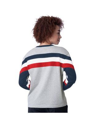 Women's Heather Gray Atlanta Braves Triple A Fashion Color Block Long Sleeve Top