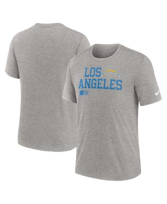 Nike - Men's Heather Gray Los Angeles Chargers Overlap Lockup Tri-Blend T-Shirt