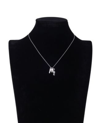 Cubic Zirconia Sisters and Angel Wing Short Pendant Charm Necklace