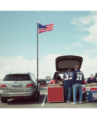 EZ GO 14ft Telescopic Flag Pole Kit with Starlink Mini Pipe Adapter & Tire Mount Base for Outdoor Tailgate Party, Sliver