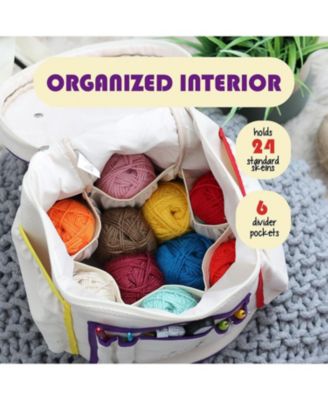 Durable Canvas Crochet & Knitting Bag Organizer with Accessories Case - Yarn Organizer for Crochet Accessories and Supplies