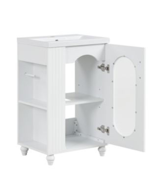 20" MDF & Ceramic Adjustable Shelf Bathroom Vanity with TP Holder & Sink