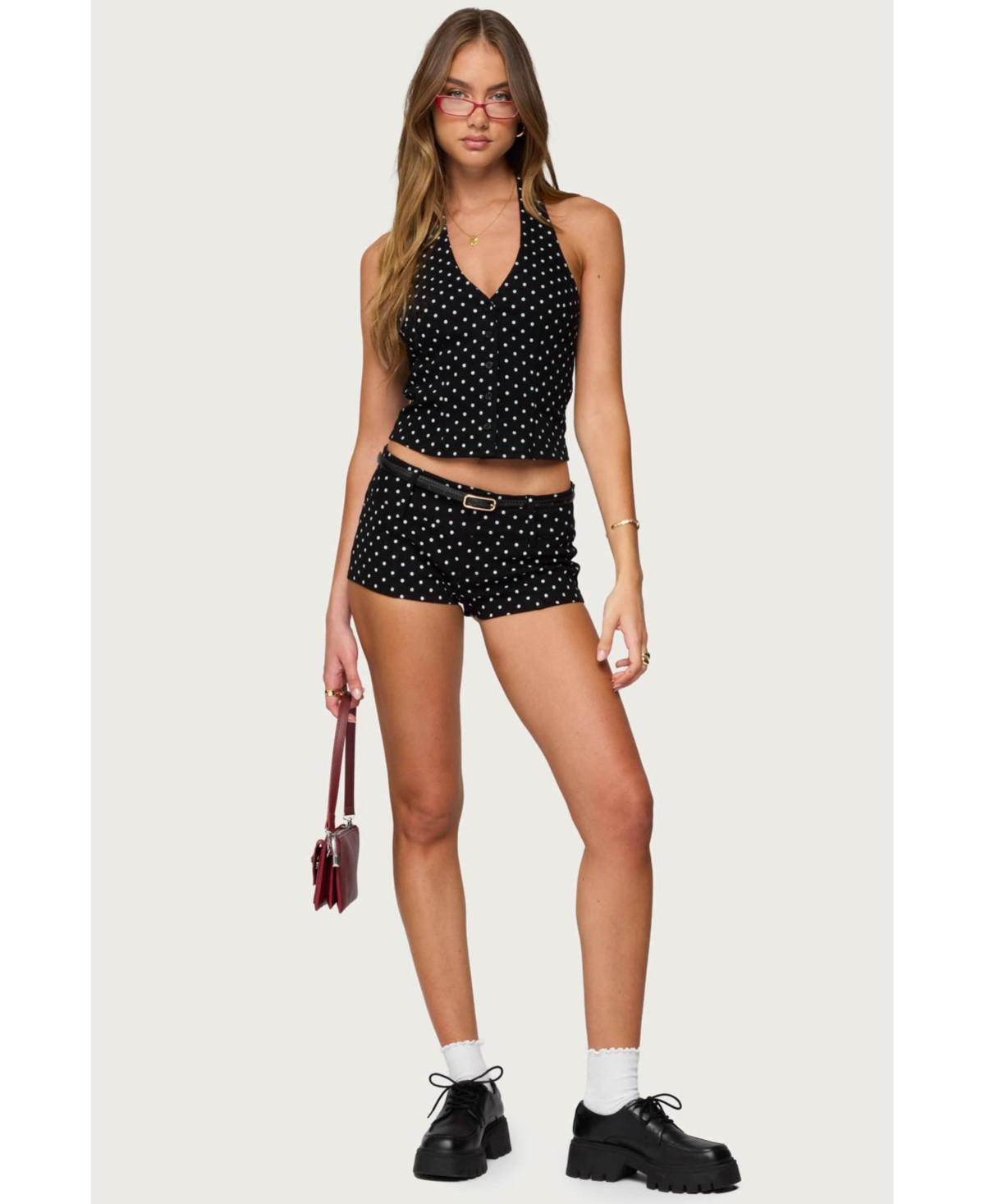 Edikted Women's Twyla Polka Dot Stretch Shorts