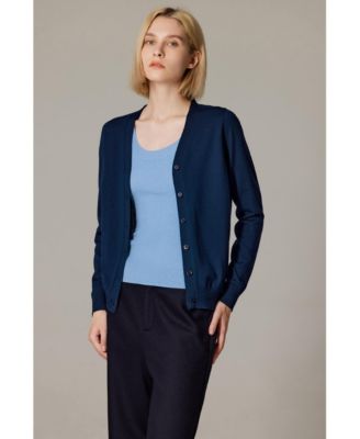 Women's Merino Wool Light Weight Cardigan Ultra Soft Fine Gauge V Neck Sweaters