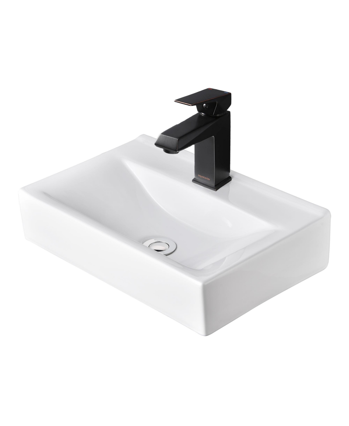 Wall Mount Ceramic Sink w/ Modern Bathroom Single Handle Faucet Orb - Natrual