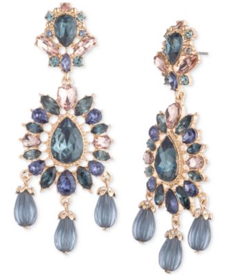 Marchesa - Crystal & Stone Cluster Chandelier Earrings