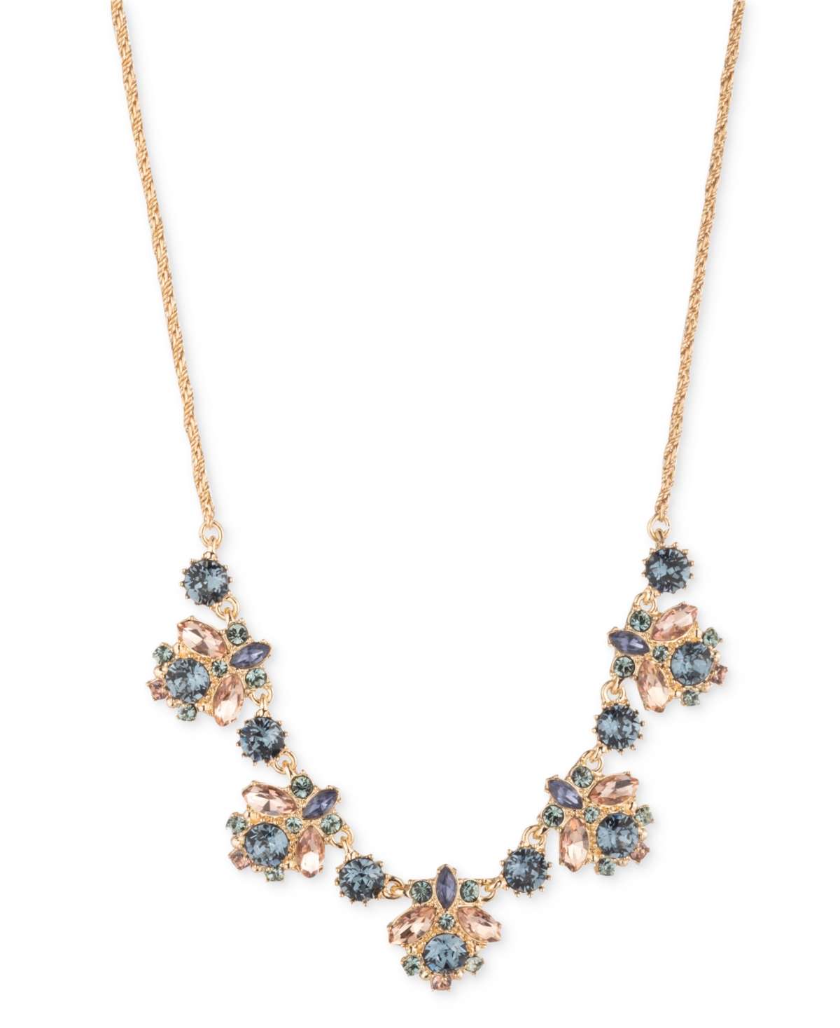 Marchesa Multi-stone Cluster Statement Necklace, 16" + 3" Extender In Blue