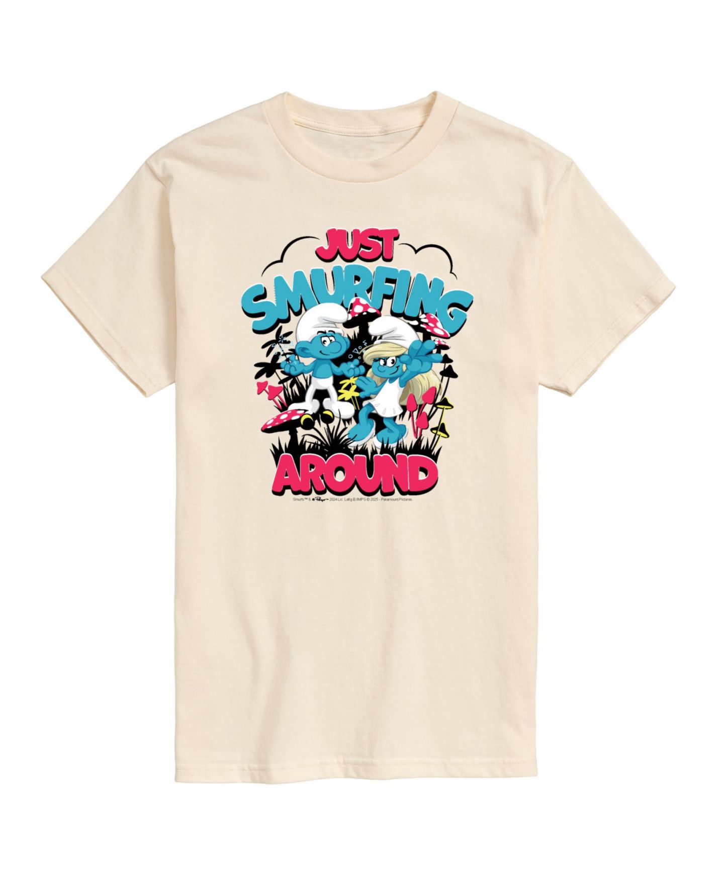 Мужская футболка AIRWAVES Smurfs Movie Just Smurfing Around Graphic, цвет: Бежевый / Хаки — фото 1