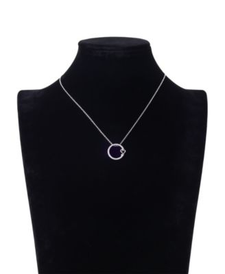 Cubic Zirconia Round with Heart Accent Pendant Necklace