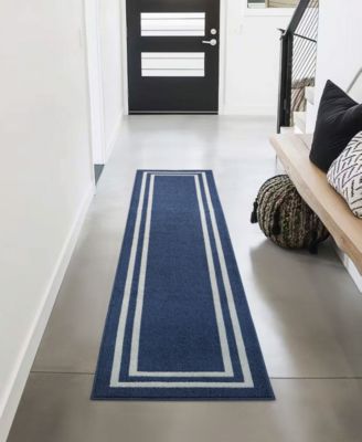 Double Line Border Tufted - Machine Washable Runner Rug, 26" x 96"