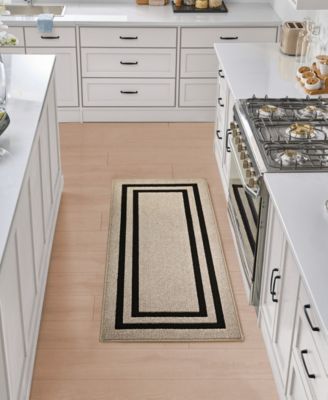 Jean Pierre Double Line Border Tufted - Machine Washable Runner Rug, 26" x 60"