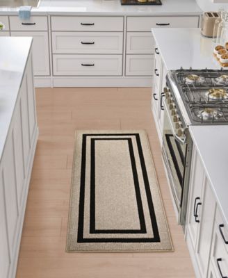 Jean Pierre Double Line Border Tufted - Machine Washable Runner Rug, 26" x 72"