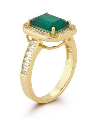 14K Gold Plated Sterling Silver Emerald Cut Cocktail Ring