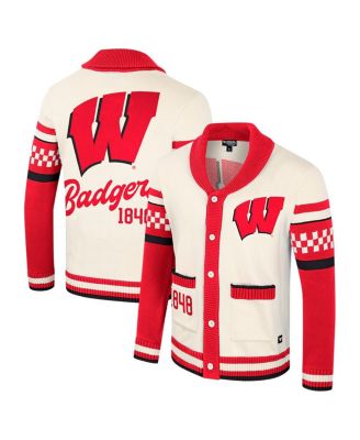 Colosseum - Men's and Women's Cream Wisconsin Badgers Wild Collective Button-Up Jacquard Sweater