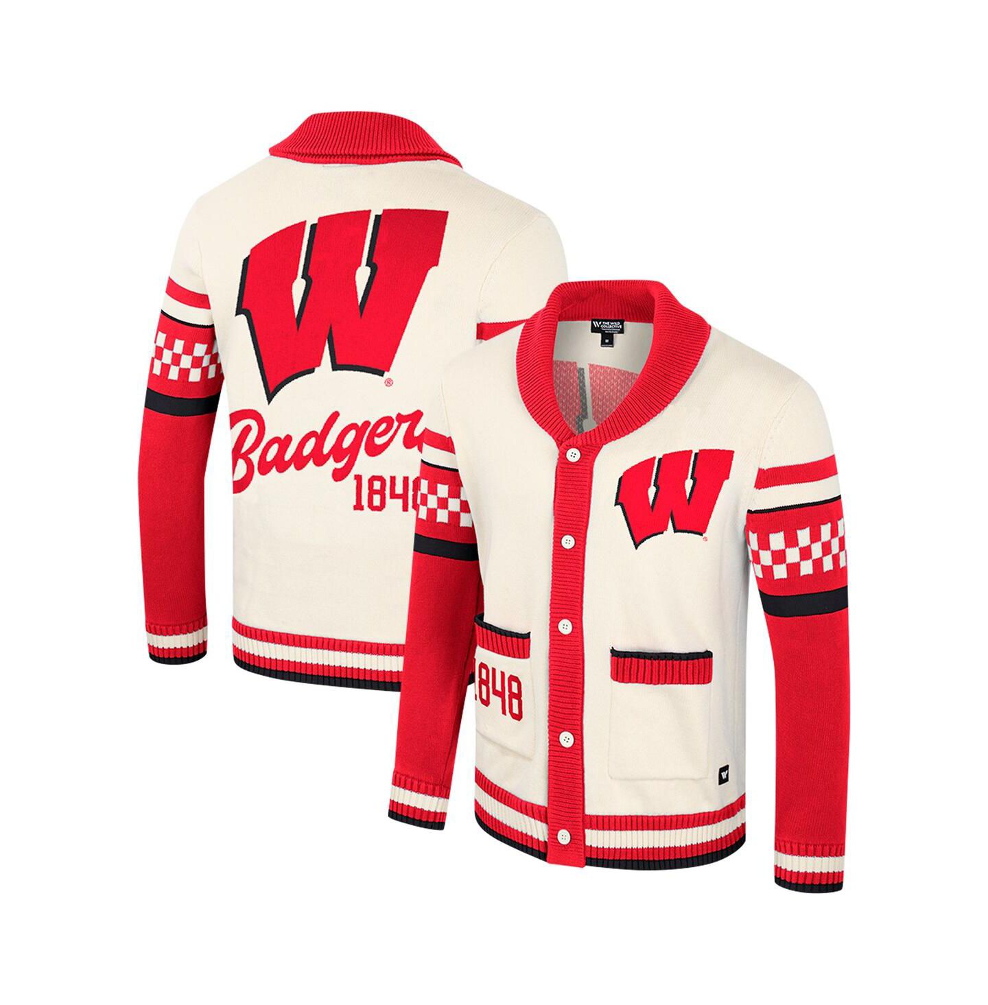 Мужской свитер Colosseum and Cream Wisconsin Badgers Wild Collective Button-Up Jacquard — фото 1