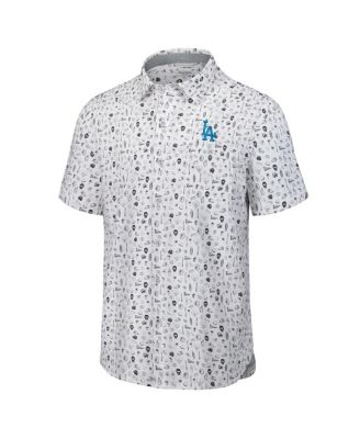 Men's Gray Los Angeles Dodgers Nova Wave Riptide Rally Camp Button-Up Short Sleeve Shirt