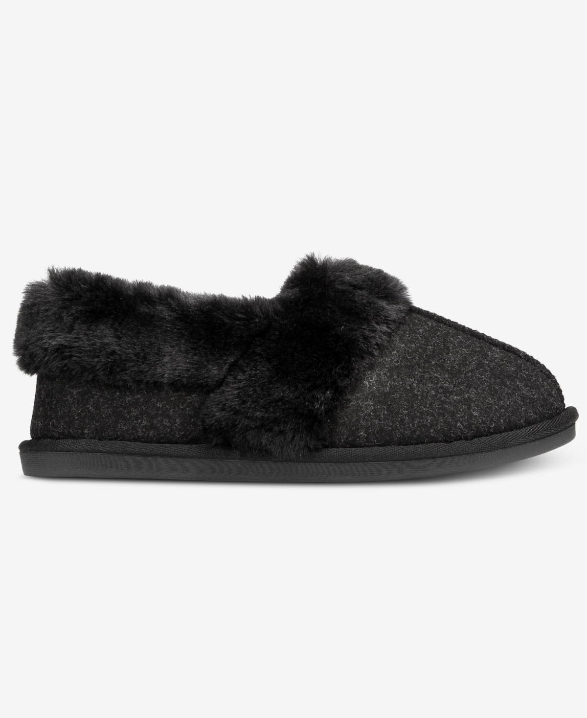 Charter Club Women's Faux-fur-lined Slippers, Macy's Exclusive In Black