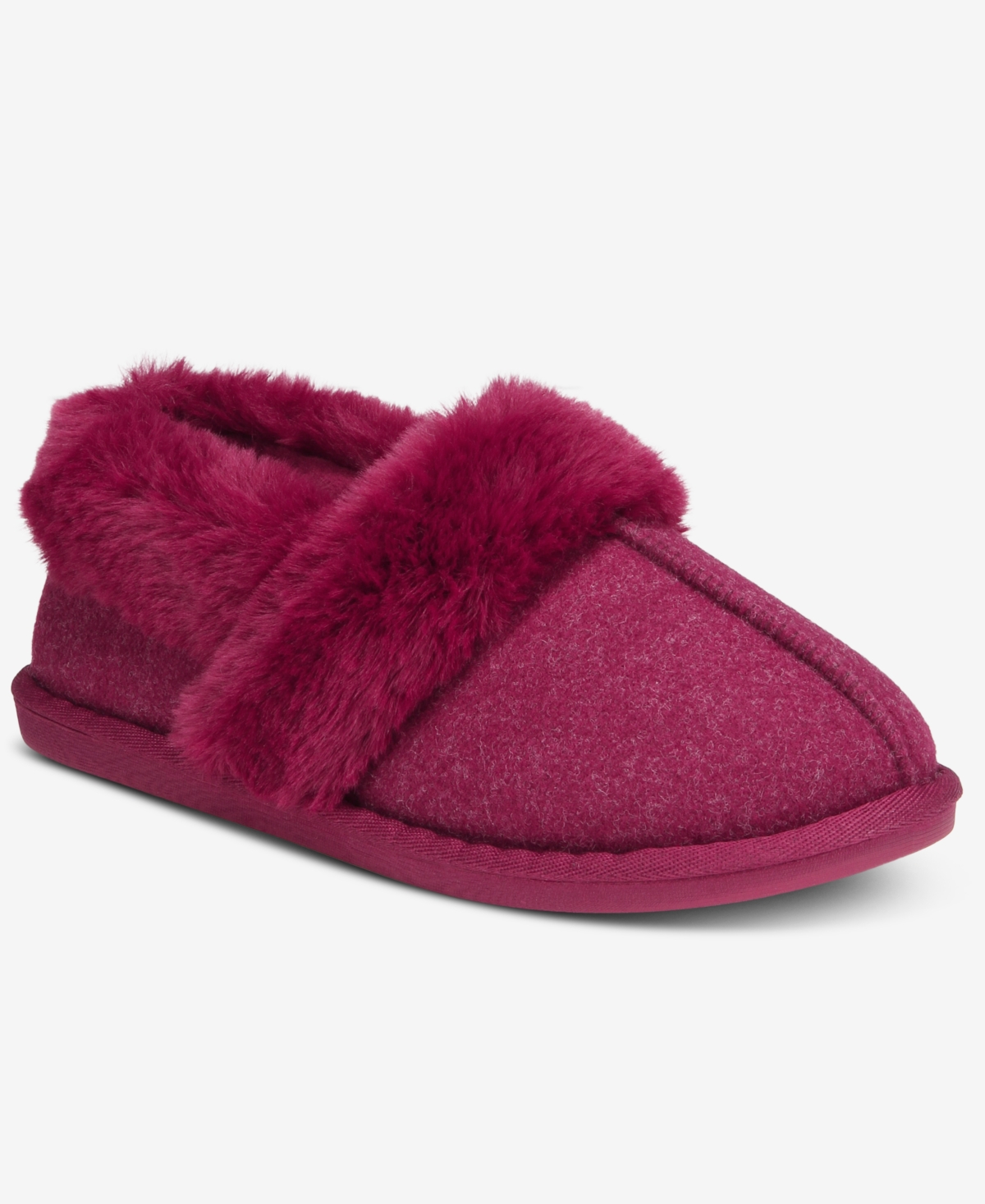 Charter Club Women's Faux-fur-lined Slippers, Macy's Exclusive In Burgundy